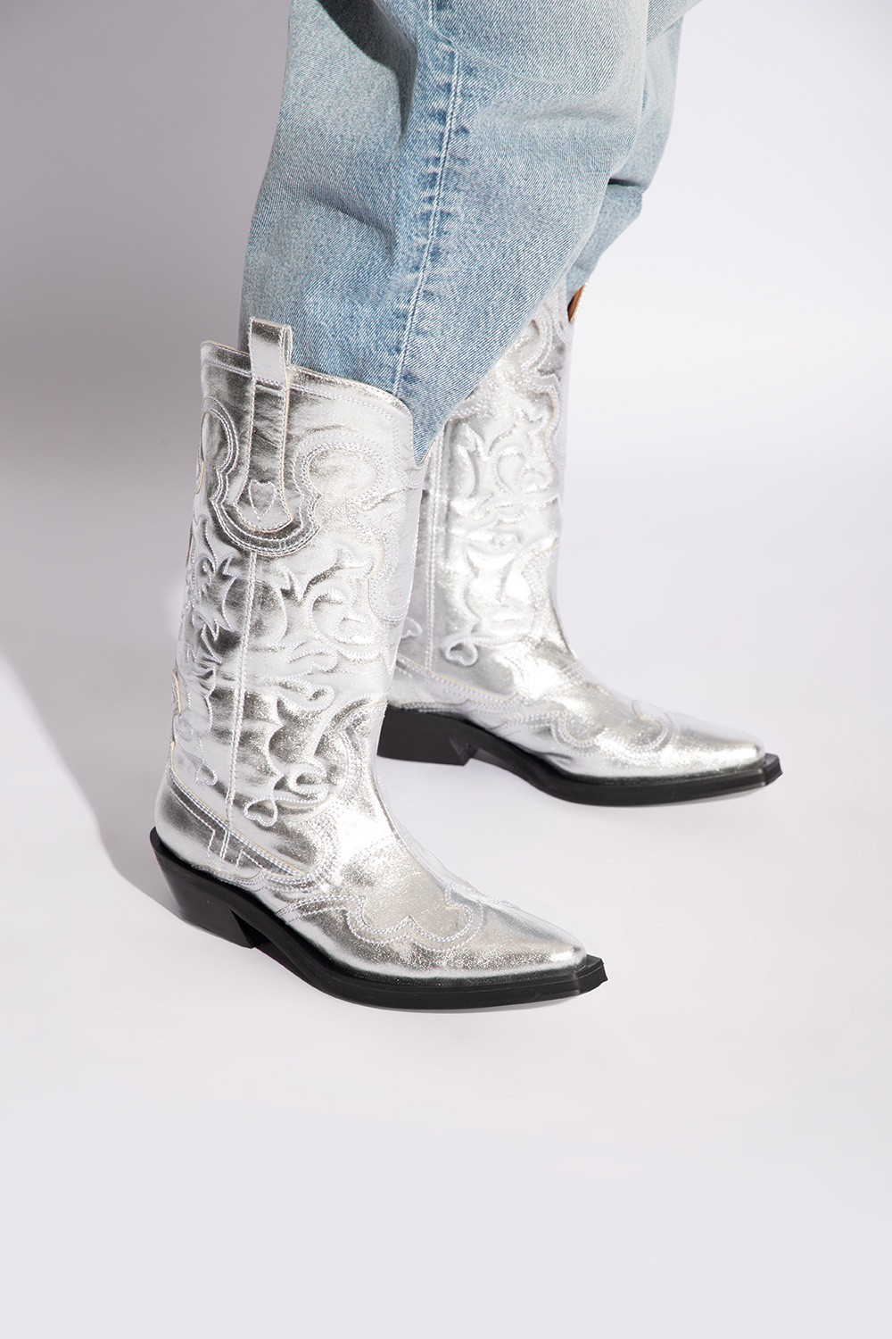 Mens silver cowboy on sale boots